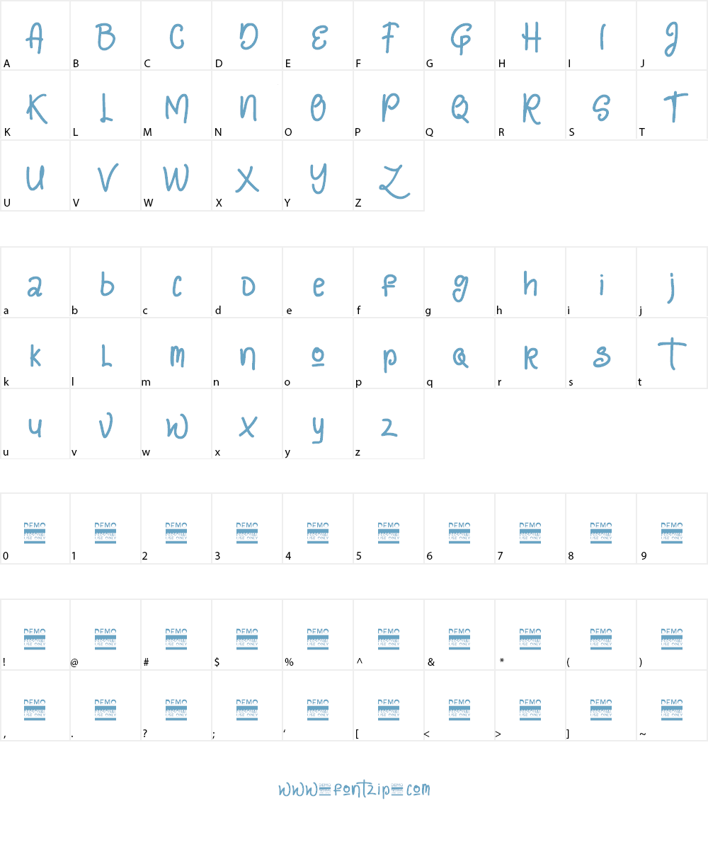 Lazy Quotes Demo Font Character